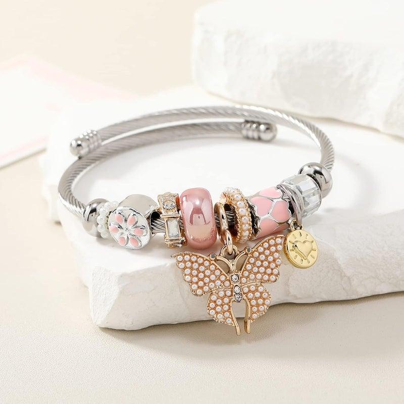 DS Charm Bracelets for girls,exquisite cute cartoon friendship bracelets Silver Stainless Steel Bangle with birthday Gift box, Adjustable girls jewelry Suitable for holiday gifts - Image 4